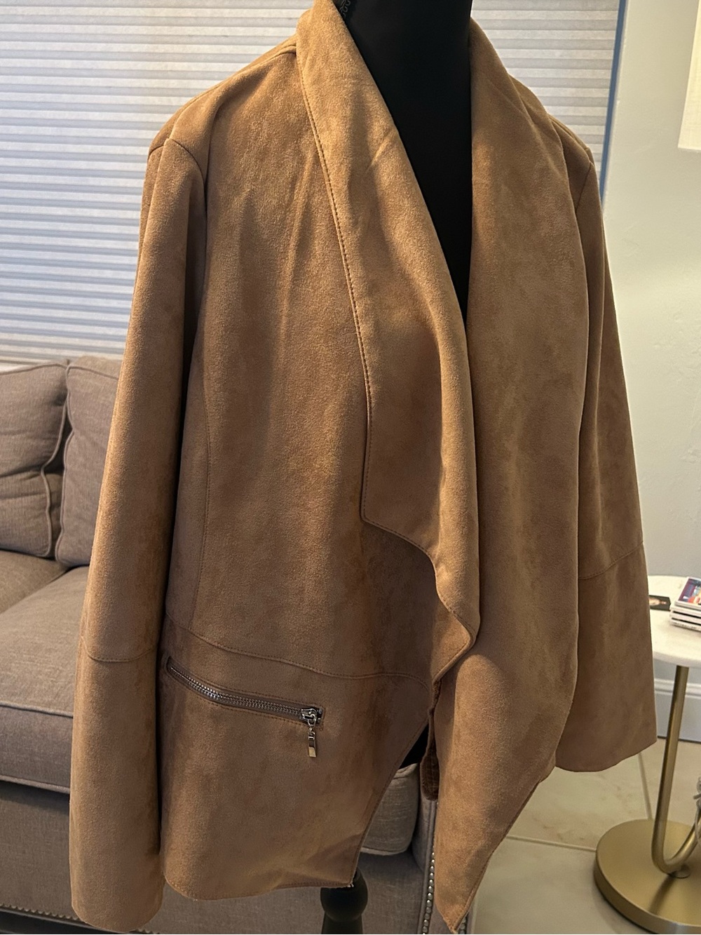 Mark Alan Women's Draped Faux Suede Jacket - Brown